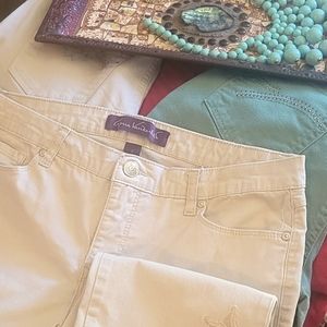 Gloria Vanderbilt, 2 pair size 8, 1 size 10 capris, w embellishments  on some.